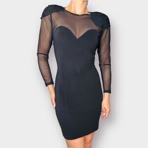 80s Tower Black Long Sleeve‎ Mini Dress